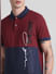 Red Colourblocked Cotton Polo T-shirt_415341+5