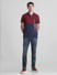 Red Colourblocked Cotton Polo T-shirt_415341+6