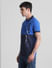 Blue Colourblocked Cotton Polo T-shirt_415343+3