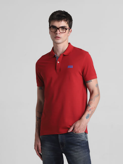 Red Cotton Polo T-shirt