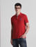 Red Cotton Polo T-shirt_415344+1
