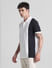 Beige Colourblocked Cotton Polo T-shirt_415347+3