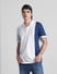 Blue Colourblocked Cotton Polo T-shirt_415348+1