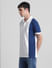 Blue Colourblocked Cotton Polo T-shirt_415348+3