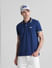 Blue Contrast Tipping Polo T-shirt_415356+1