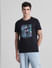 Black Graphic Print Crew Neck T-shirt_415359+2