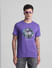 Purple Graphic Print Crew Neck T-shirt_415360+1