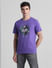 Purple Graphic Print Crew Neck T-shirt_415360+2
