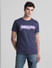 Blue Logo Print Crew Neck T-shirt_415362+2