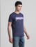 Blue Logo Print Crew Neck T-shirt_415362+3