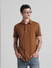 Brown Knitted Short Sleeves Shirt_415365+1