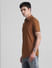 Brown Knitted Short Sleeves Shirt_415365+3