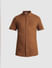 Brown Knitted Short Sleeves Shirt_415365+7