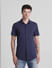 Blue Knitted Short Sleeves Shirt_415366+1