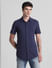 Blue Knitted Short Sleeves Shirt_415366+2