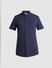 Blue Knitted Short Sleeves Shirt_415366+7