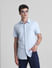 Blue Knitted Short Sleeves Shirt_415368+1