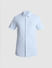 Blue Knitted Short Sleeves Shirt_415368+7