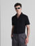 Black Knitted Short Sleeves Shirt_415371+1