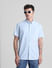 Blue Cotton Short Sleeves Shirt_415372+1