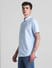 Blue Cotton Short Sleeves Shirt_415372+3