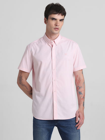 Pink Cotton Short Sleeves Shirt
