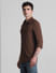 Brown Knitted Full Sleeves Shirt_415376+3