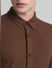 Brown Knitted Full Sleeves Shirt_415376+5