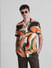 Orange Printed Short Sleeves Shirt_415384+1