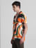 Orange Printed Short Sleeves Shirt_415384+3