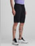 Black Mid Rise Textured Shorts_415389+2