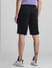 Black Mid Rise Textured Shorts_415389+3