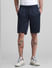 Navy Blue Mid Rise Textured Shorts_415390+1