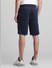 Navy Blue Mid Rise Textured Shorts_415390+3