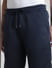 Navy Blue Mid Rise Textured Shorts_415390+4