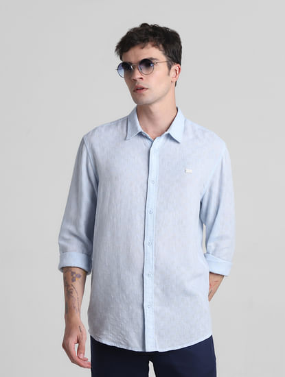 Light Blue Linen Full Sleeves Shirt