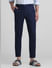 Navy Blue Mid Rise Cotton Pants_415396+1
