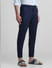 Navy Blue Mid Rise Cotton Pants_415396+2