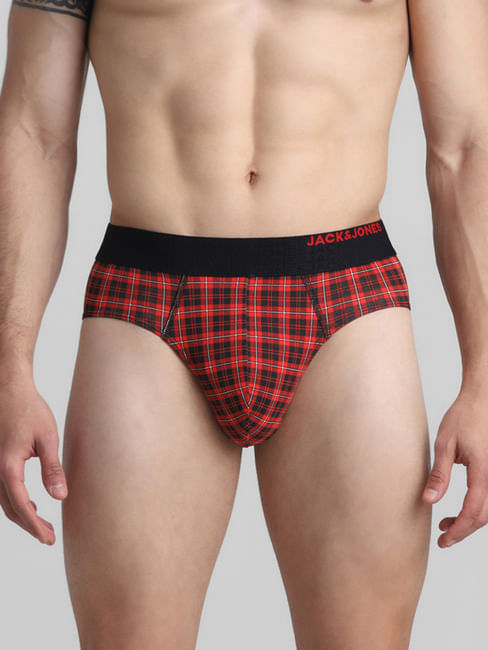 Red Check Print Briefs