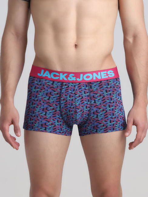 Navy Blue Abstract Print Trunks