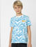 Boys Blue Abstract Print Crew Neck T-shirt_403137+2