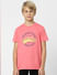 Boys Pink Print Crew Neck T-shirt_403123+2