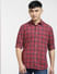 Red Check Print Full Sleeves Shirt_403094+2