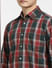 Dark Red Check Print Full Sleeves Shirt
