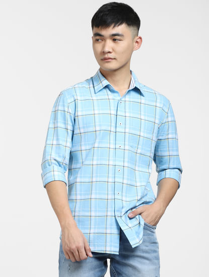 Light Blue Check Full Sleeves Shirt