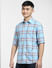 Blue Check Print Full Sleeves Shirt_403110+2