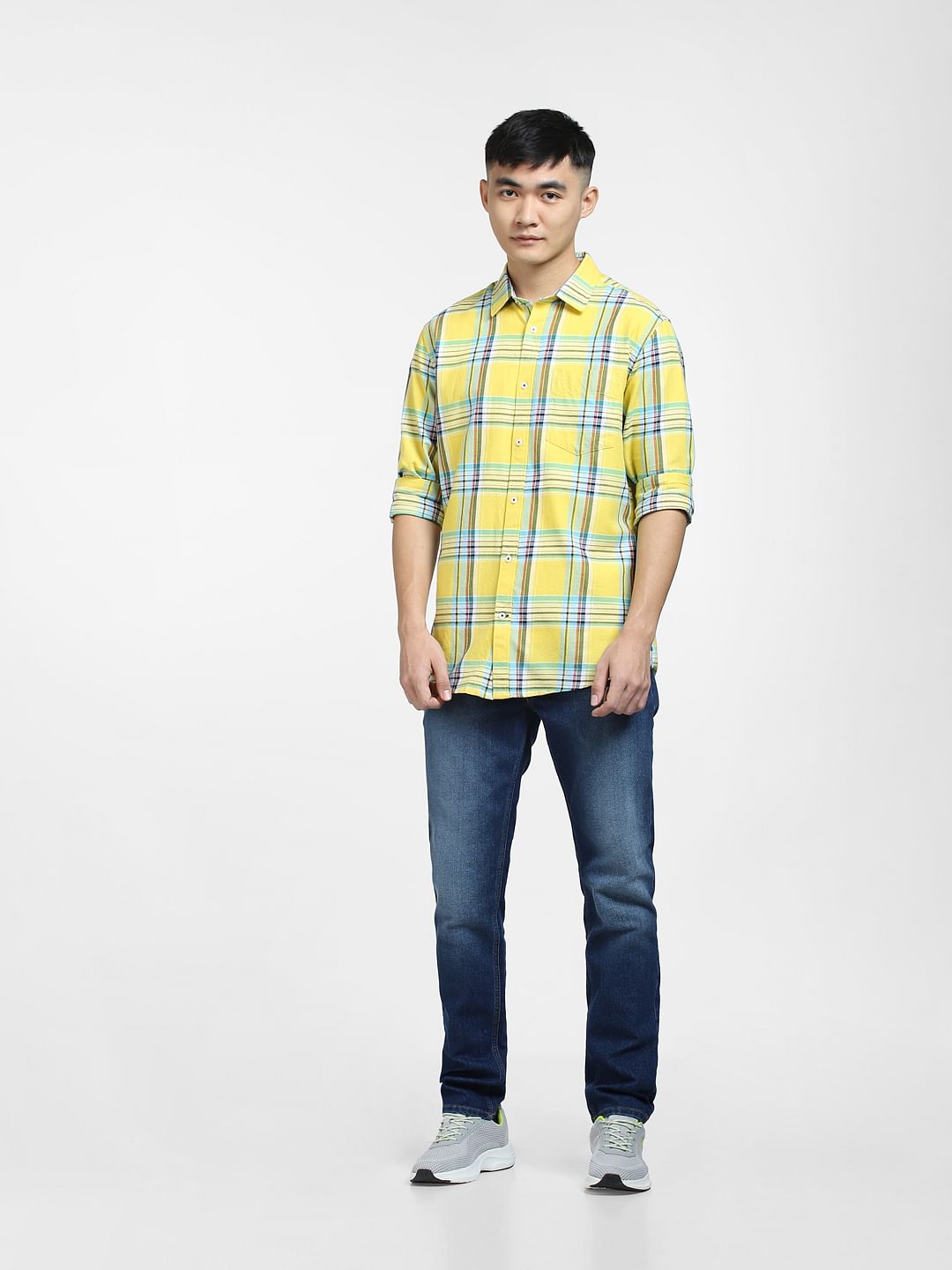 Yellow hot sale checkered shirt