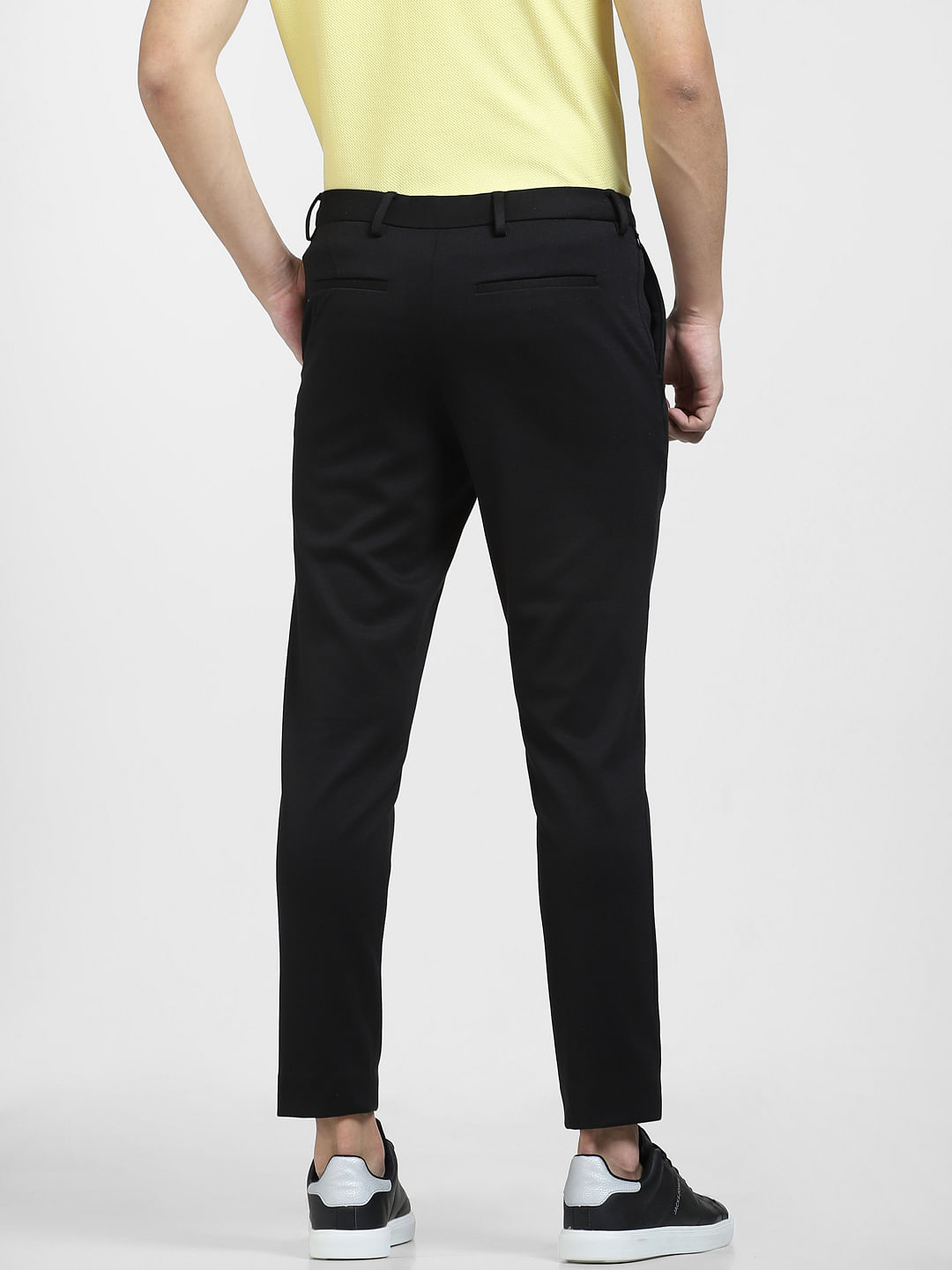 Buy Royal Blue Mid Rise Slim Fit Trousers for Men