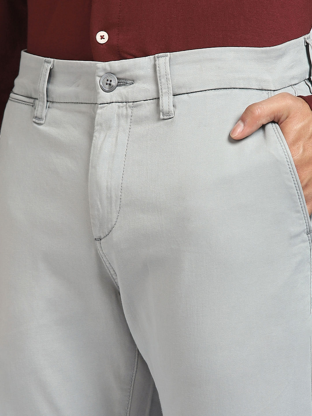 Mens Plain Light Grey Solid Pant  TheClothCompany
