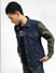 Blue Denim Colourblocked Sleeve Jacket_391618+1